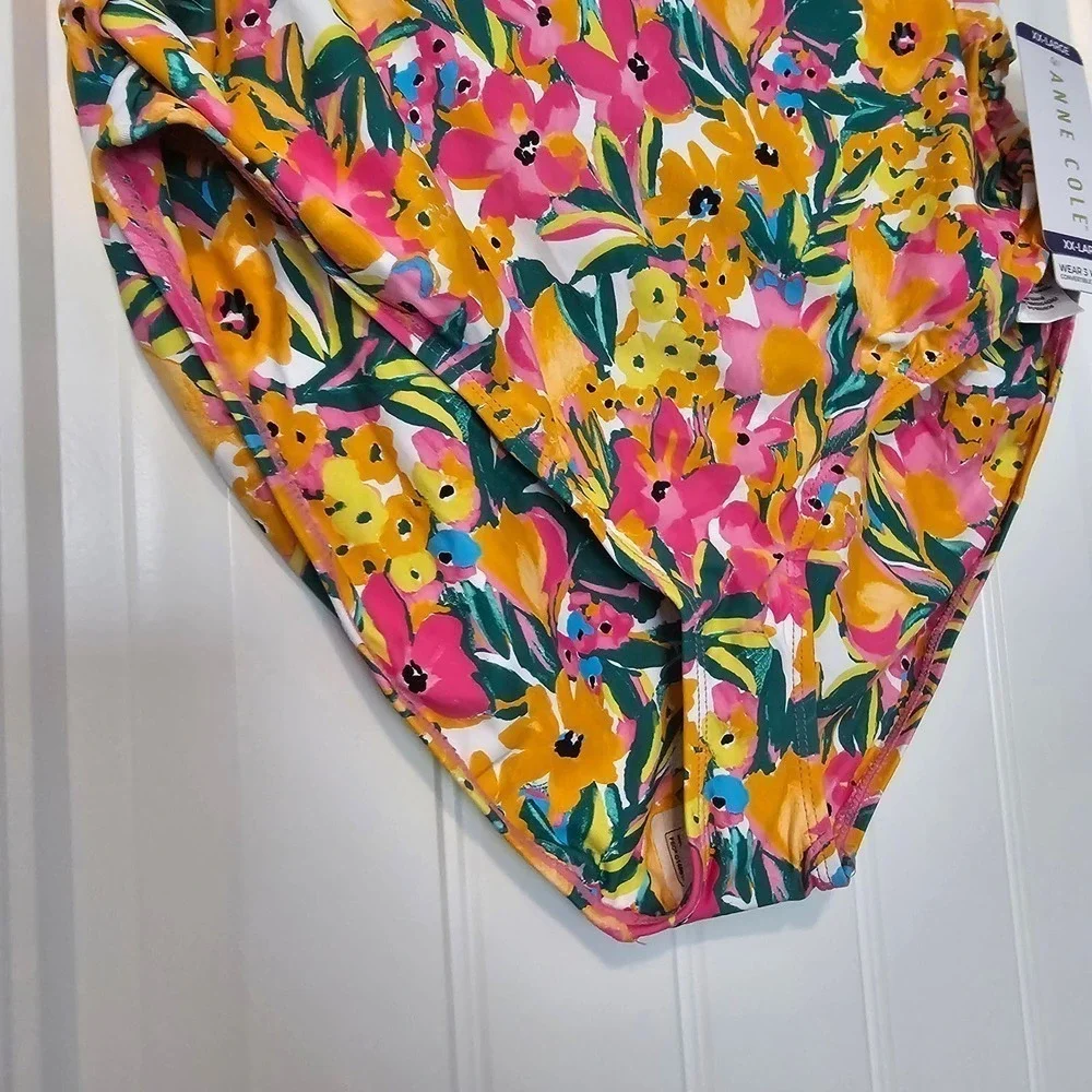 Anne Cole Bikini Convertible Bottom Womens Size XXL Pink Floral High Waist SwimB - Picture 3 of 8